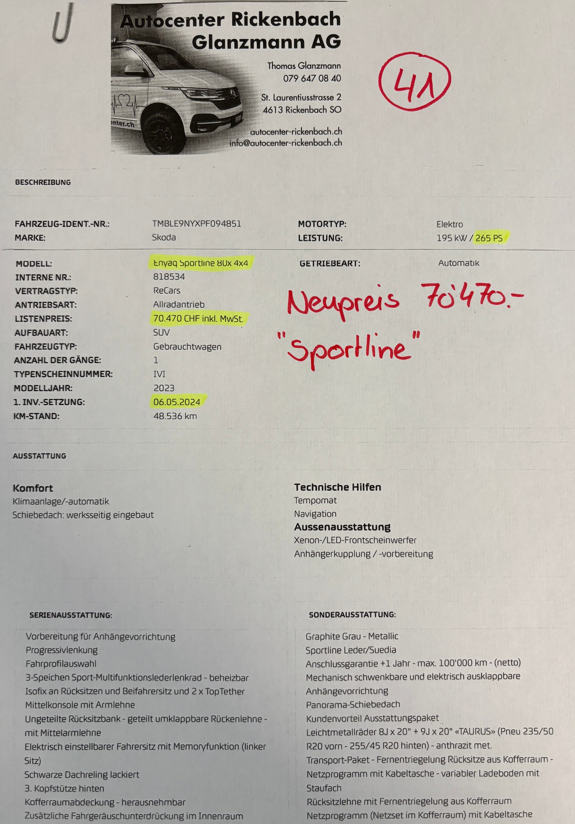 SKODA Enyaq iV 80x Sondermodel *SportLine* ((265PS)) *Neupreis 70'470.-*-showroom-element-1