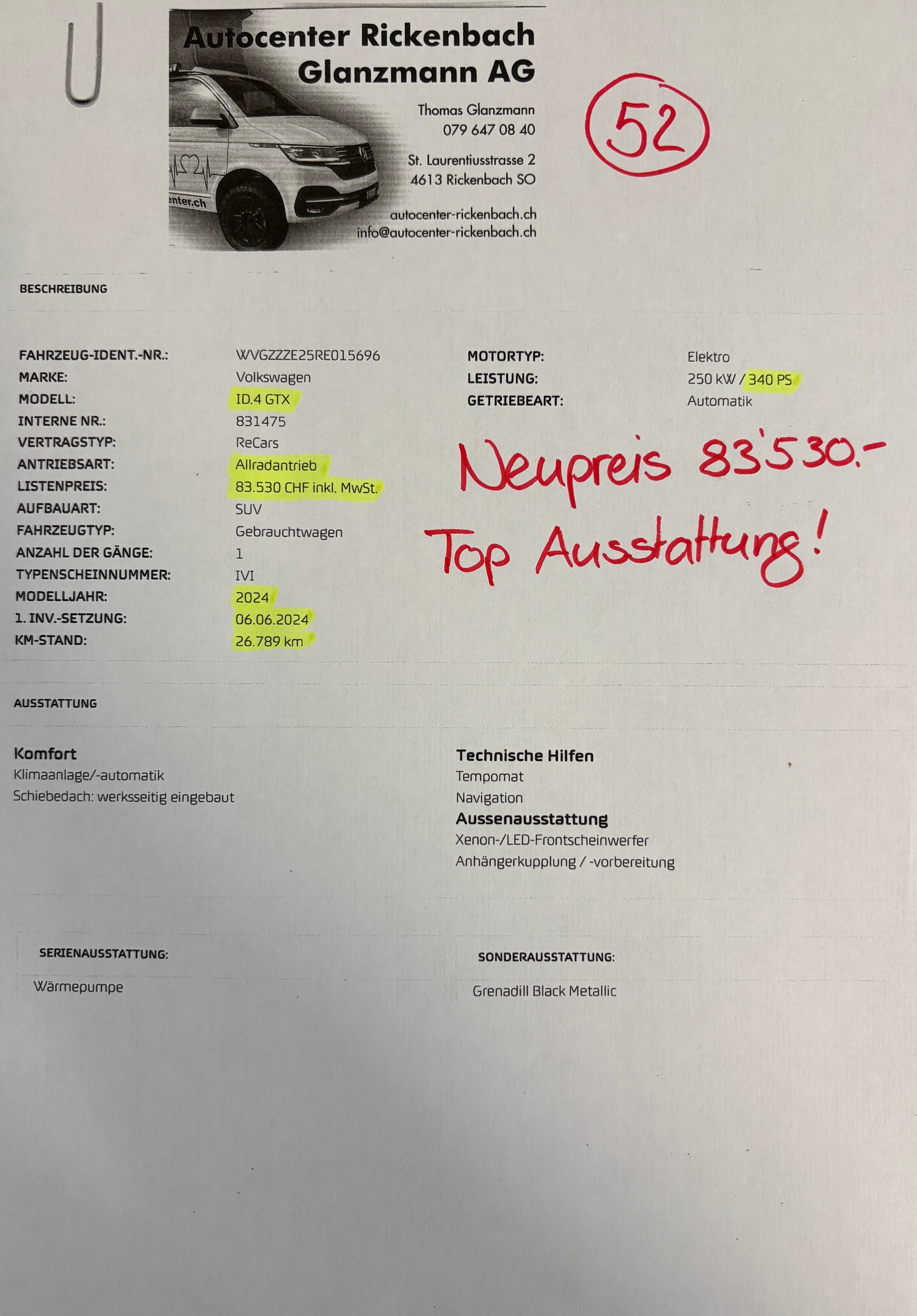 VW ID.4 GTX 77 kWh 4Motion (340PS) *Np.83'530.-* AHK PanoDach el.Sitze mit Memory🇨🇭CH Auslieferung-image-1