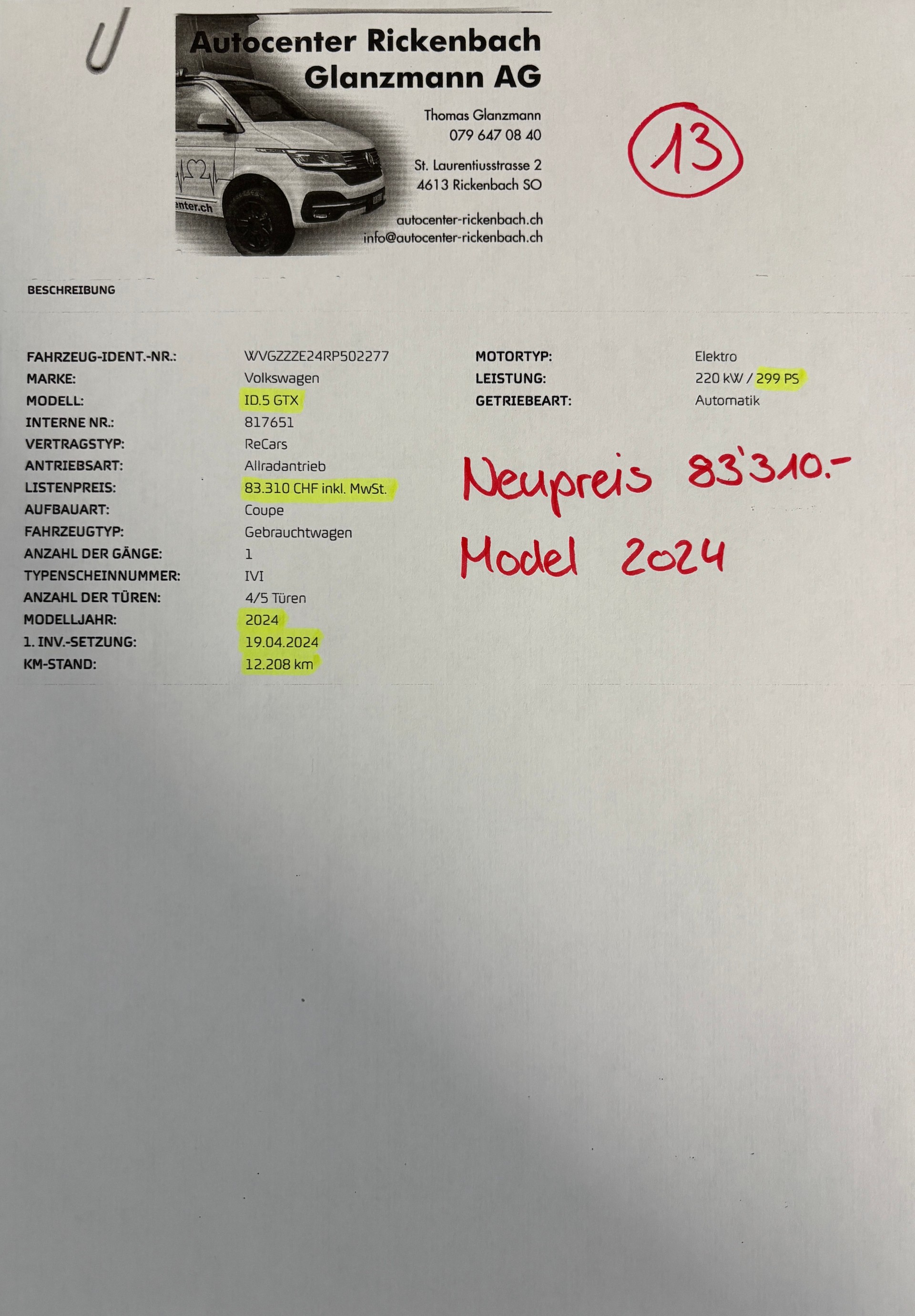 VW ID.5 GTX 77 kWh 4Motion (Np.83`310.-) 299PS AHK PanoDach Vollausstattung CH-Ausl.-showroom-element-1