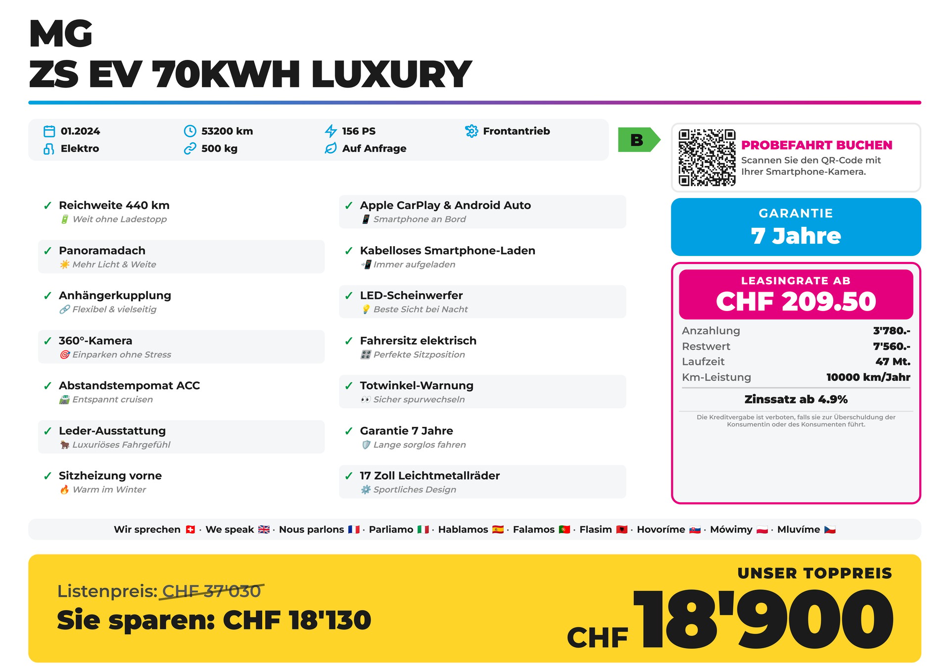 MG ZS EV 70kWh Luxury AHK Panorama Reichweite 440 km-image-1
