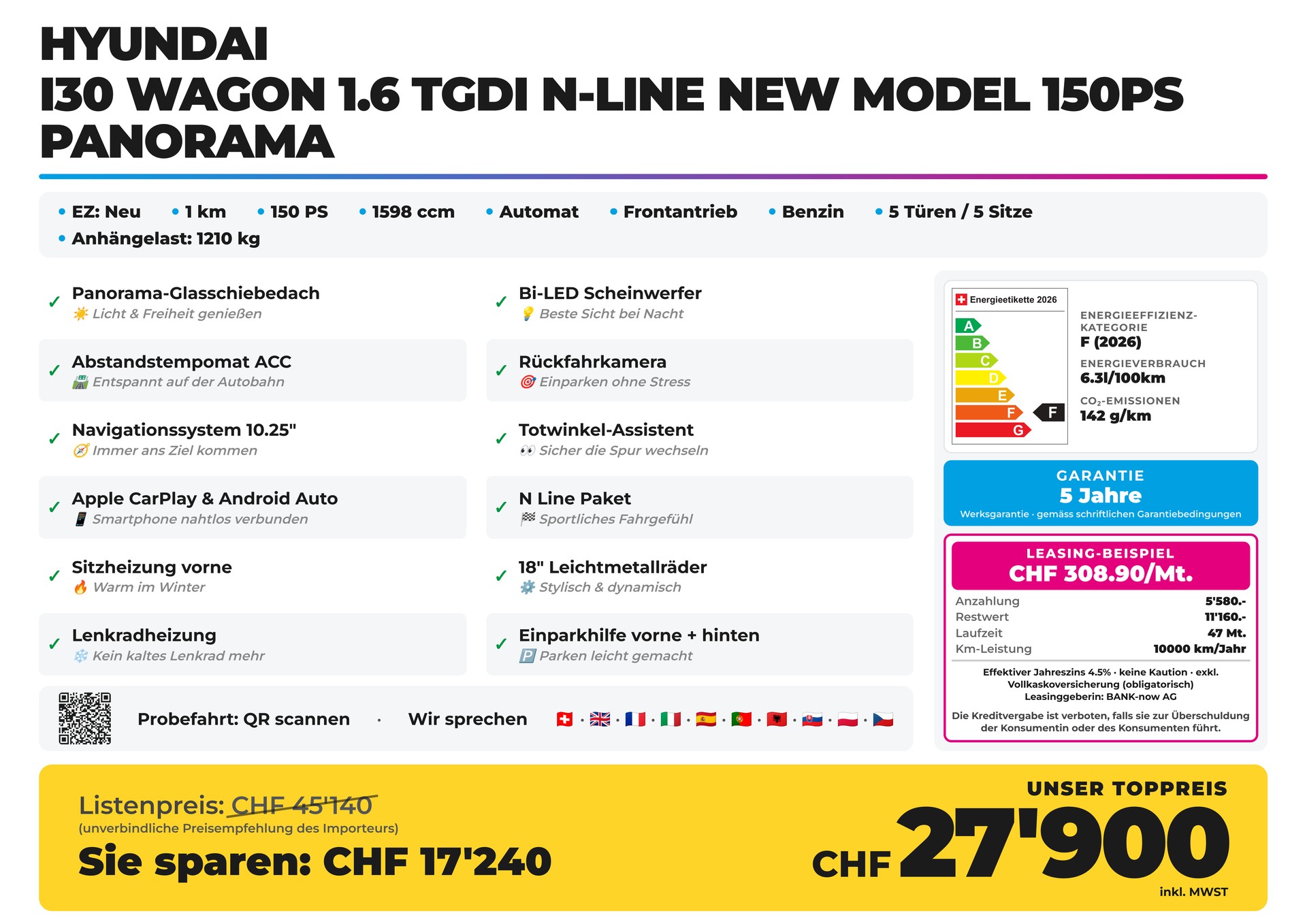 HYUNDAI i30 Wagon 1.6 TGDi N-Line NEW MODEL 150PS Panorama-image-1