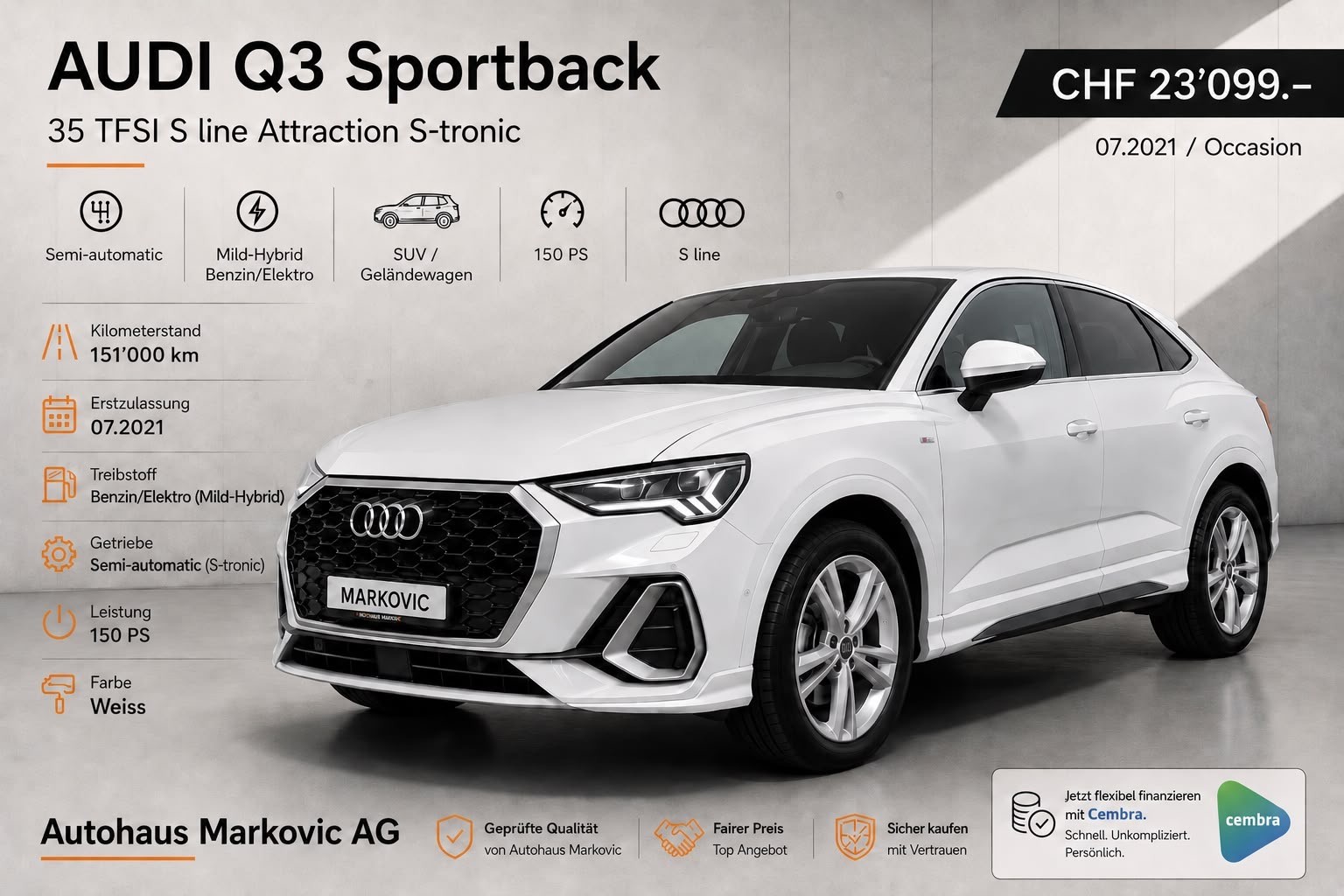 AUDI Q3 Sportback 35 TFSI S line Attraction S-tronic