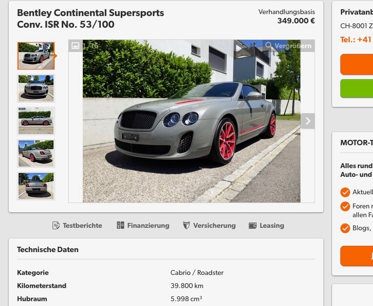 BENTLEY CONTINENTAL ECHTER ISR nur 100 Stück! 12 Zylinder, E85 , E5-image-1