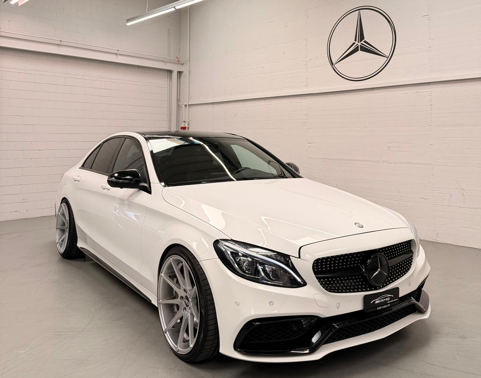 MERCEDES-BENZ C 250 AMG Line 4Matic 9G-Tronic (C63s AMG Bodykit) White Black Performance H&R Federn CH-Fahrzeug & Gratisservice