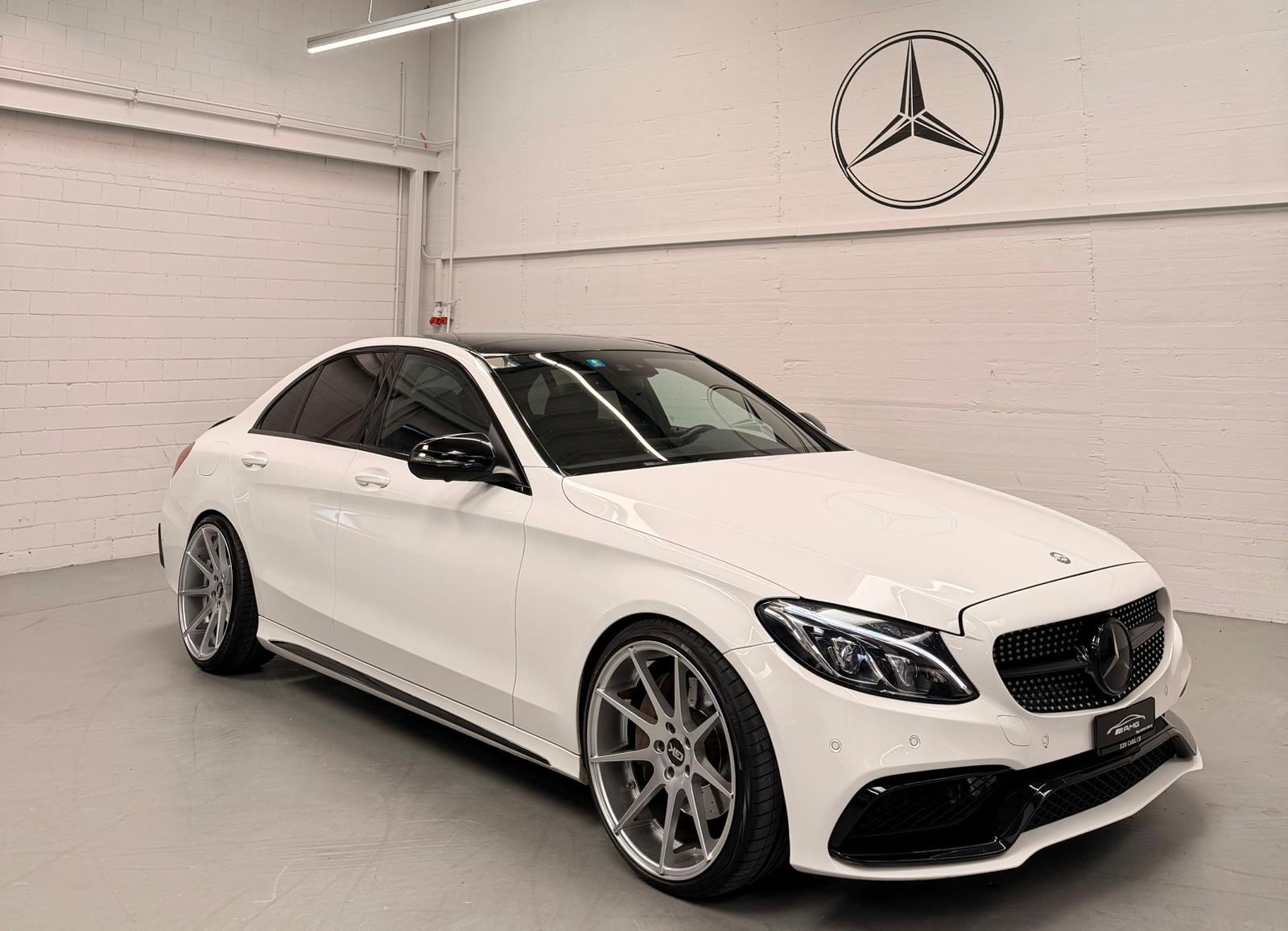 MERCEDES-BENZ C 250 AMG Line 4Matic 9G-Tronic (C63s AMG Bodykit) White Black Performance H&R Federn CH-Fahrzeug & Gratisservice-showroom-element-1