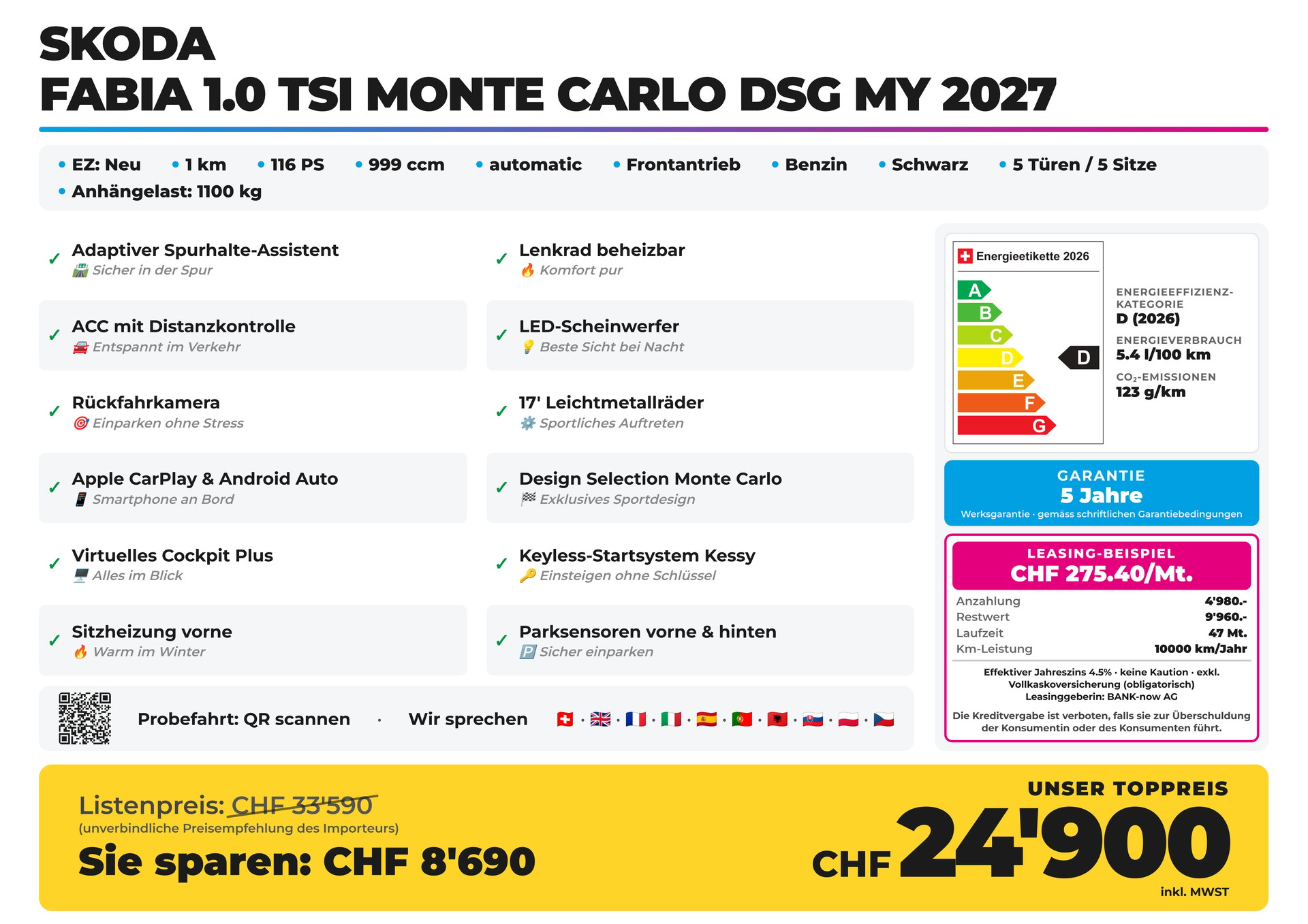 SKODA Fabia 1.0 TSI Monte Carlo DSG MY 2027-image-1