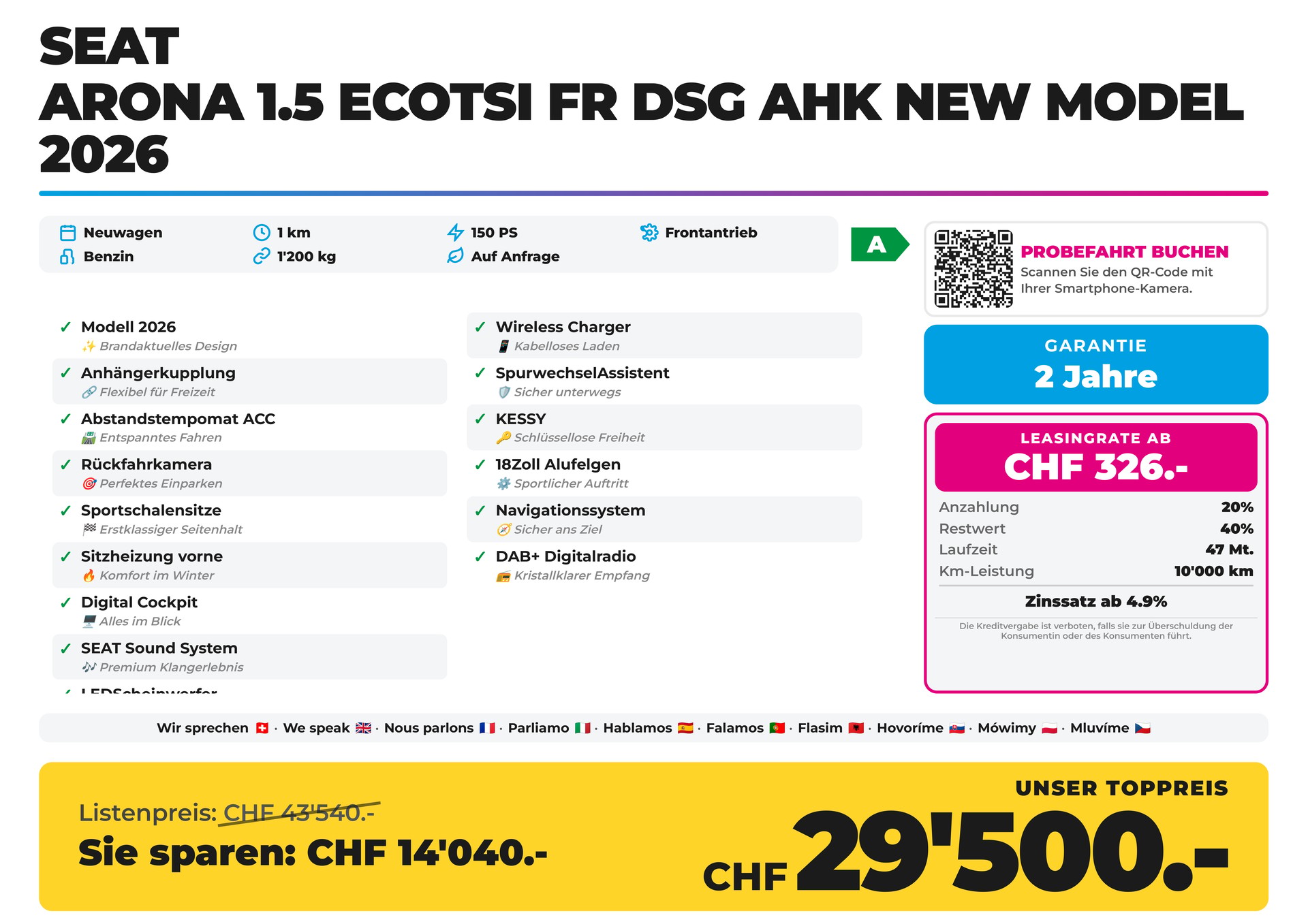 SEAT Arona 1.5 EcoTSI FR DSG AHK NEW Model 2026-image-1