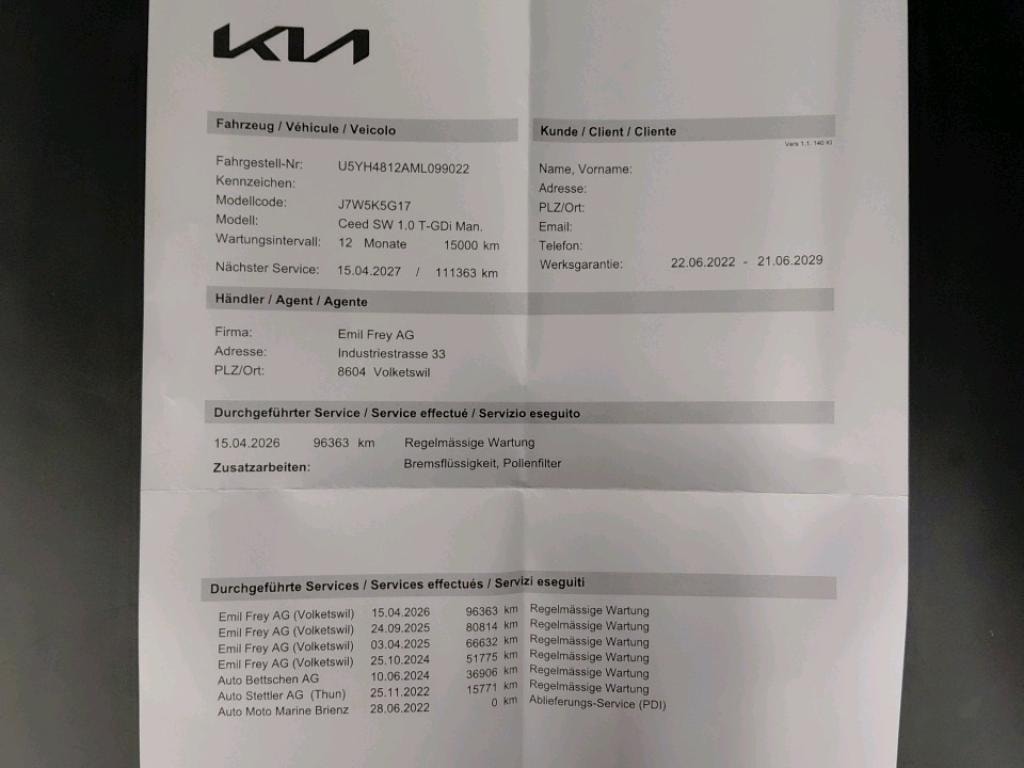 KIA Ceed Sportswagon 1.0 T-GDi MHEV Power ** Frisch ab MFK und Service ** CH Auto ** 1. Hand ** Anhängerkupplung **-image-6