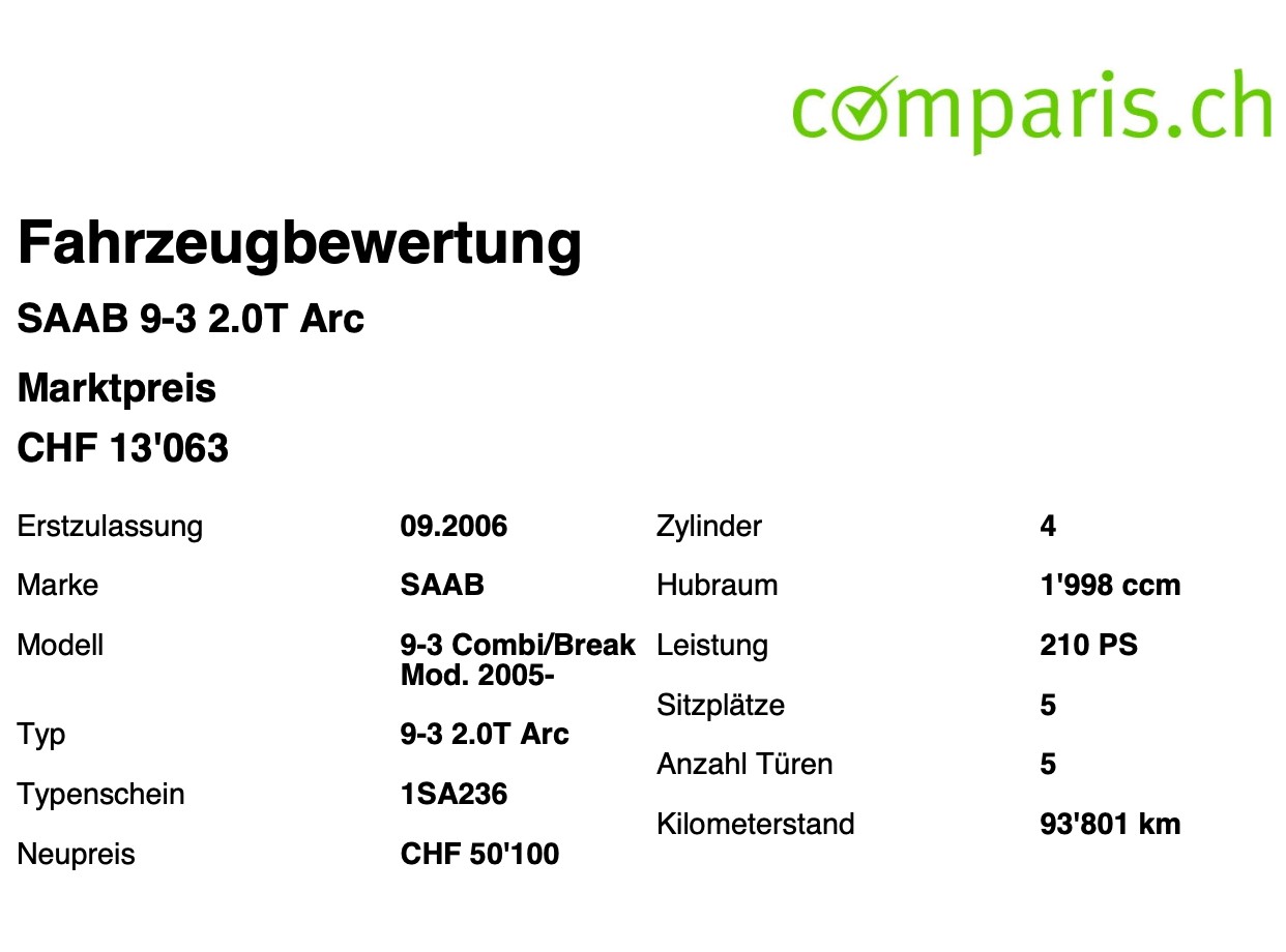 SAAB 9-3 2.0T Arc, CHF 6'200.–-image-1