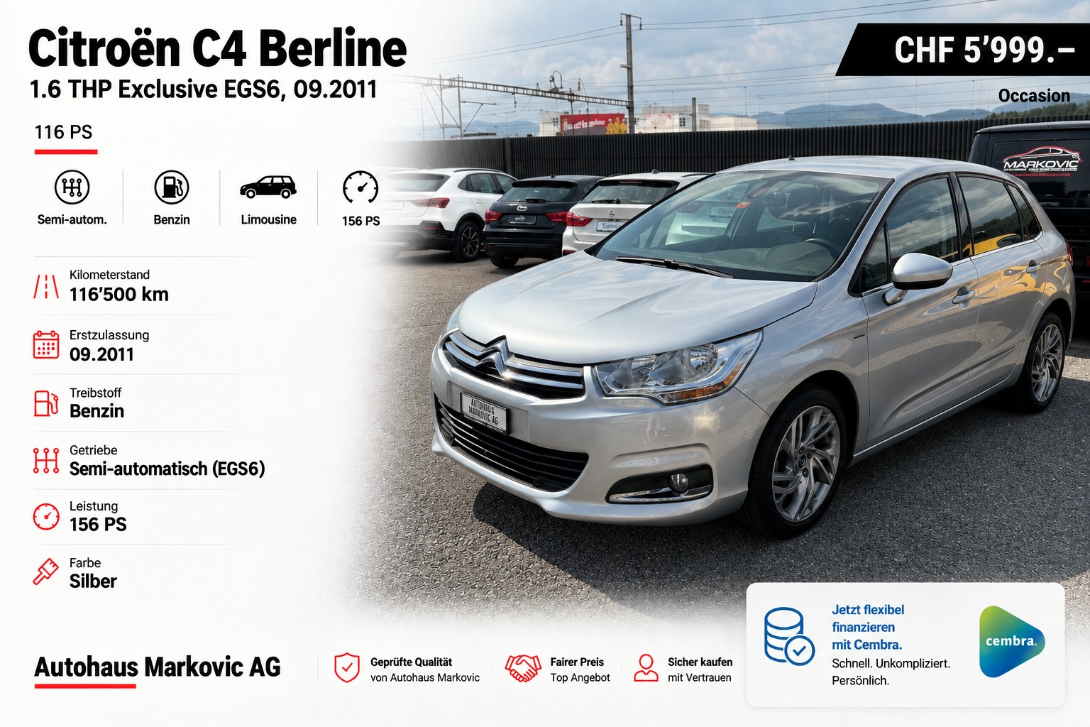 CITROEN C4 Berline 1.6 THP Exclusive EGS6-image-0
