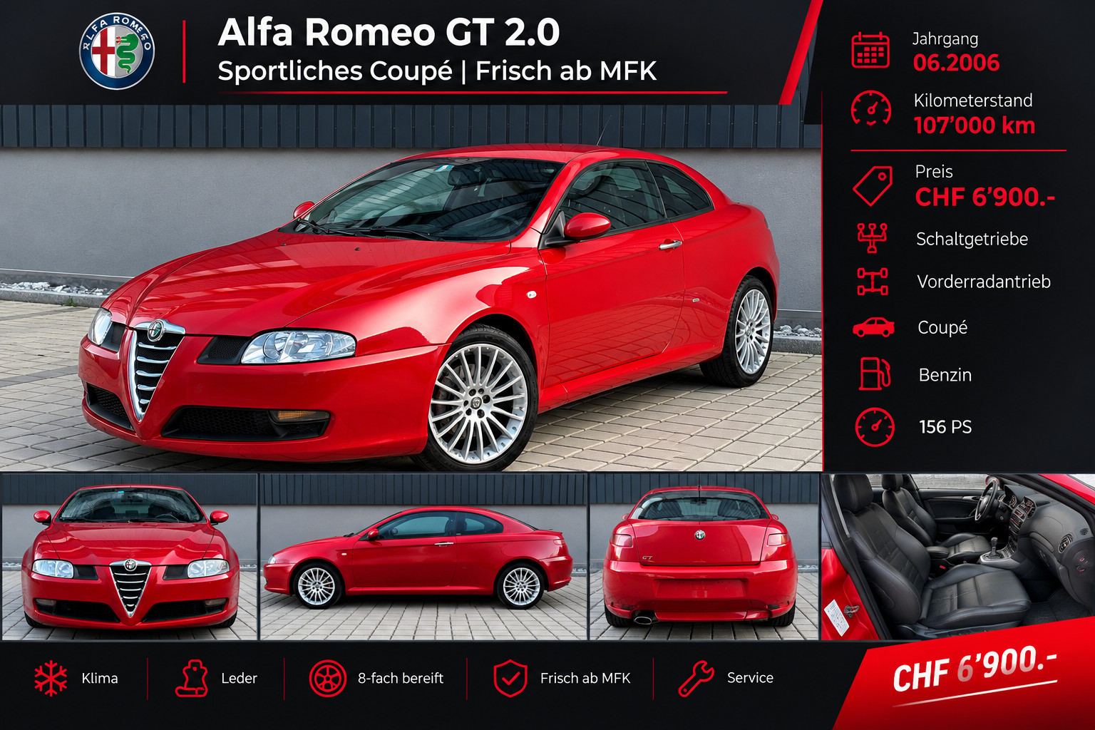 ALFA ROMEO GT 2.0 JTS Distinctive Frisch ab MFK