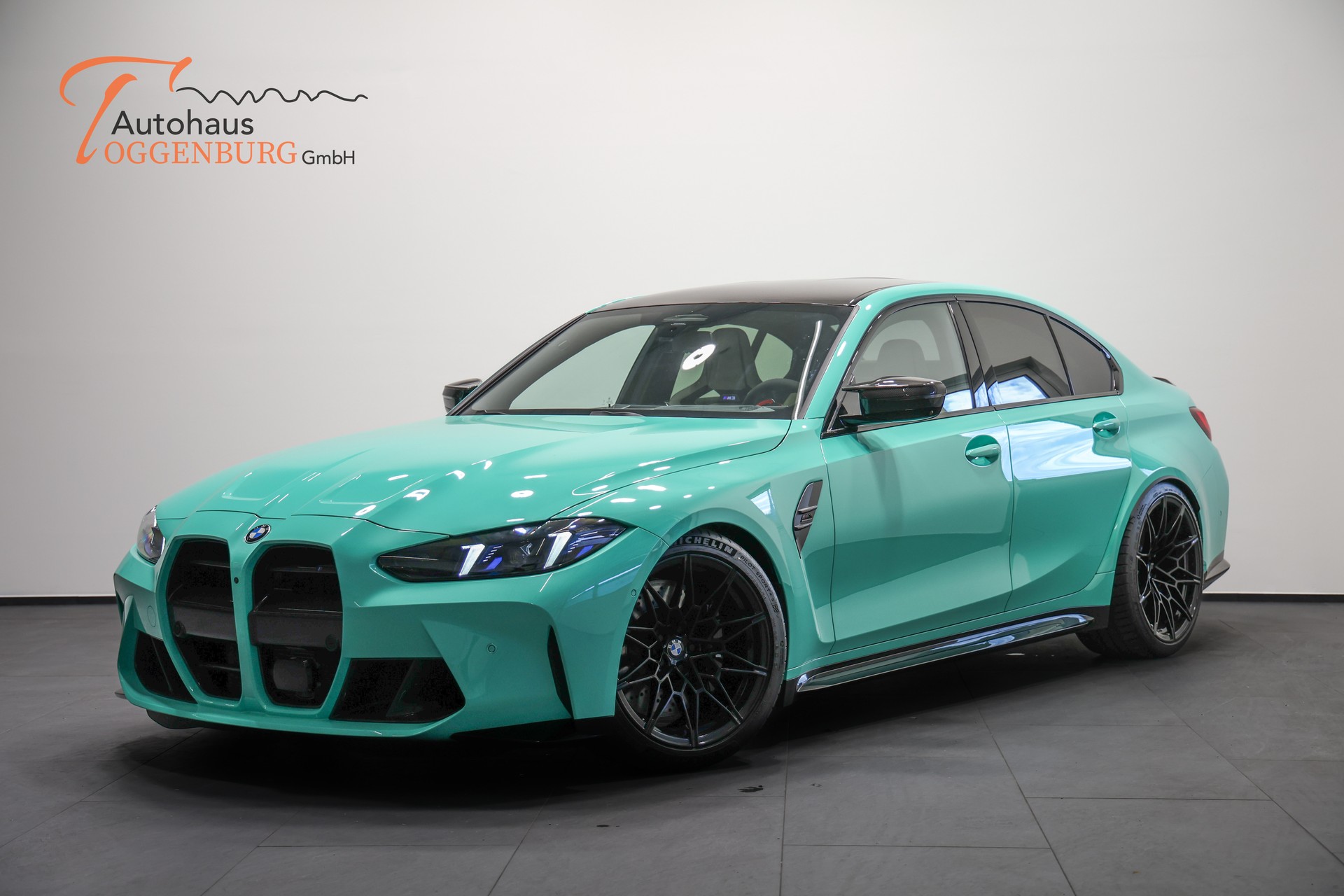 BMW M3 Competition M xDrive LCI *530PS*Sonderlackierung Mintgrün*Carbon Schalensitze*BMW Werksgarantie bis 10.2028*-image-0