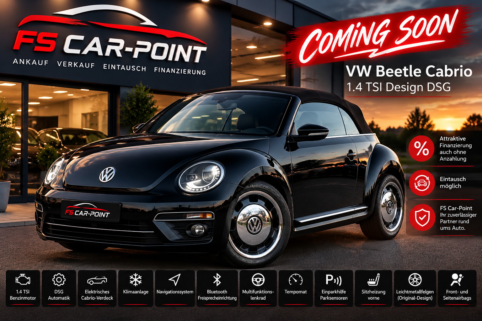 VW Beetle Cabrio 1.4 TSI Design DSG-image-0