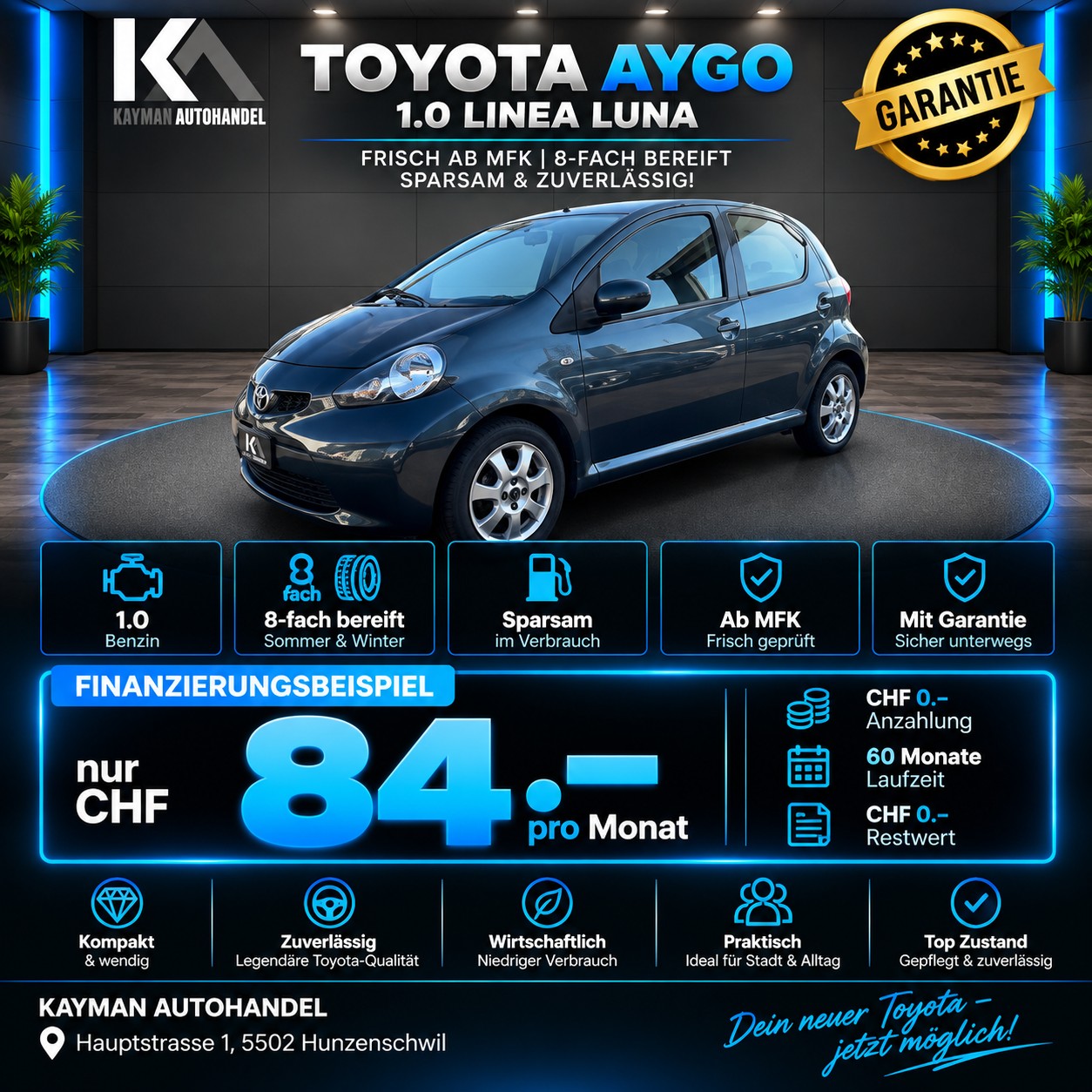 TOYOTA Aygo 1.0 Linea Luna – Frisch ab MFK | 8-fach bereift | Sparsam & zuverlässig!-image-1