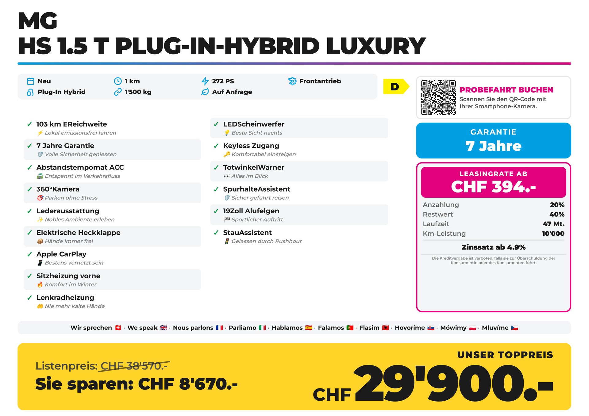 MG HS 1.5 T Plug-In-Hybrid Luxury Reichweite 103 km-image-1