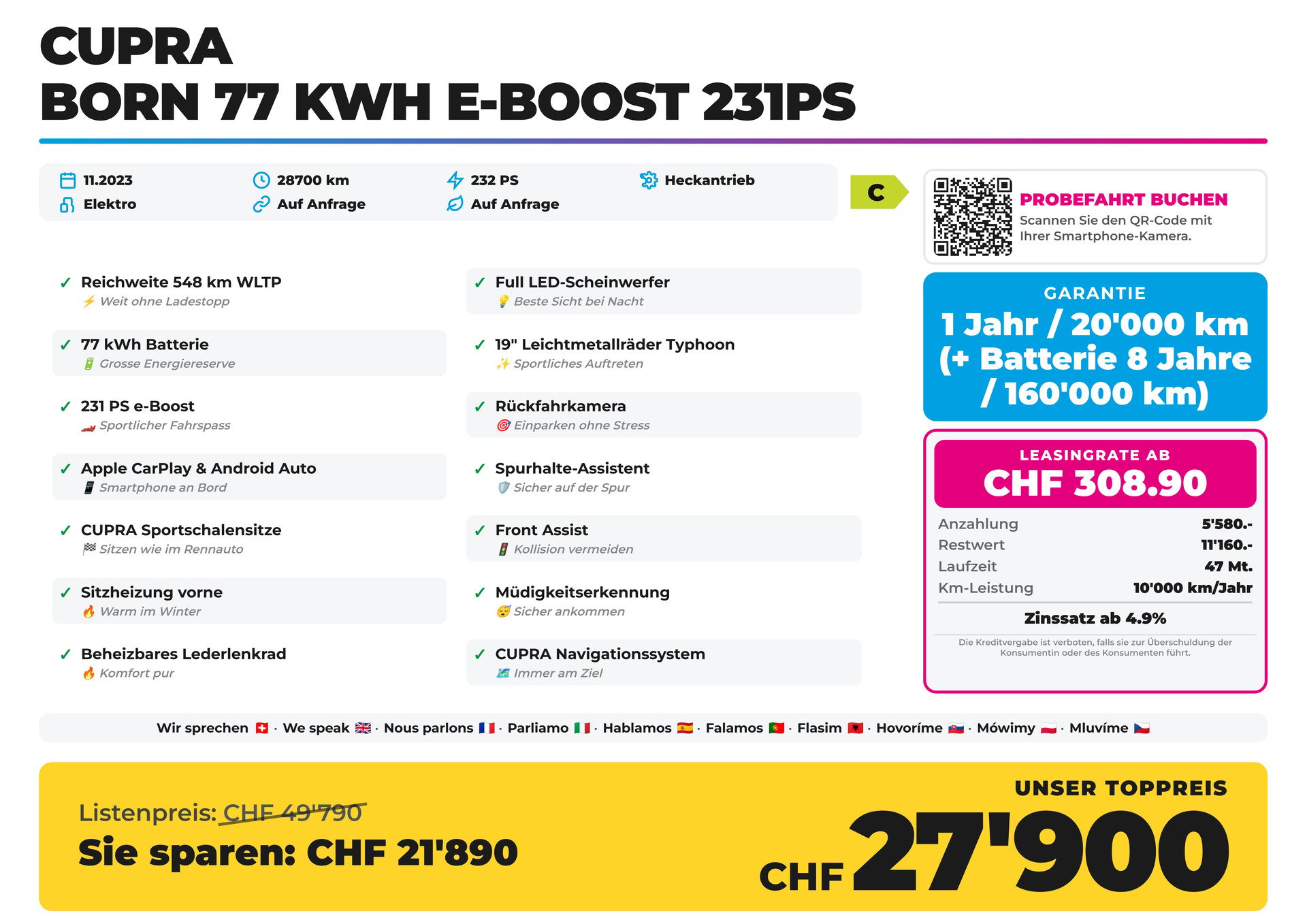 CUPRA Born 77 kWh e-Boost 231PS Reichweite 548 km-image-1