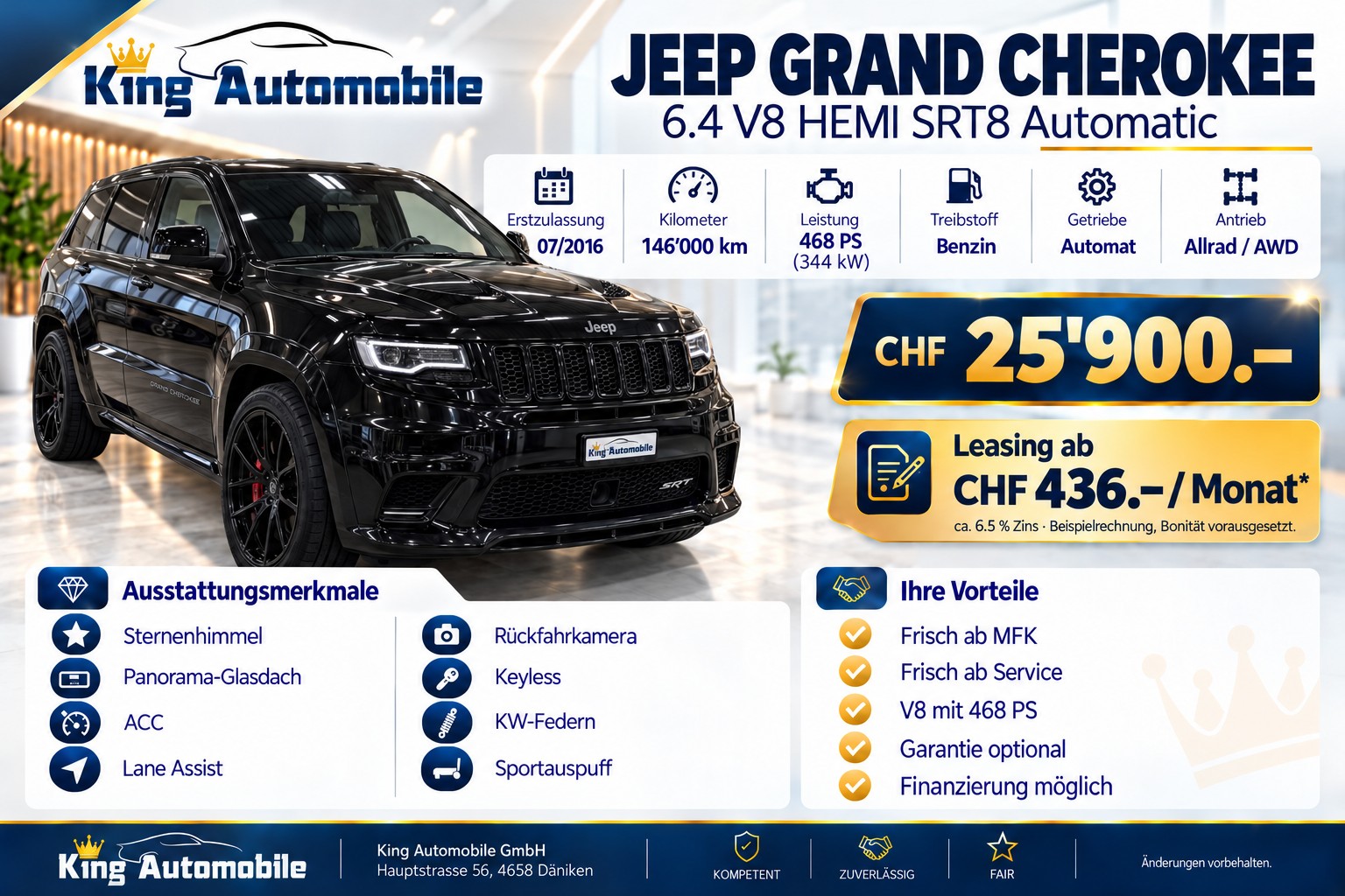 JEEP Grand Cherokee 6.4 V8 HEMI SRT8 Automatic | Frisch ab MFK | Frisch ab Service | Sternenhimmel | KW Federn-showroom-element-1