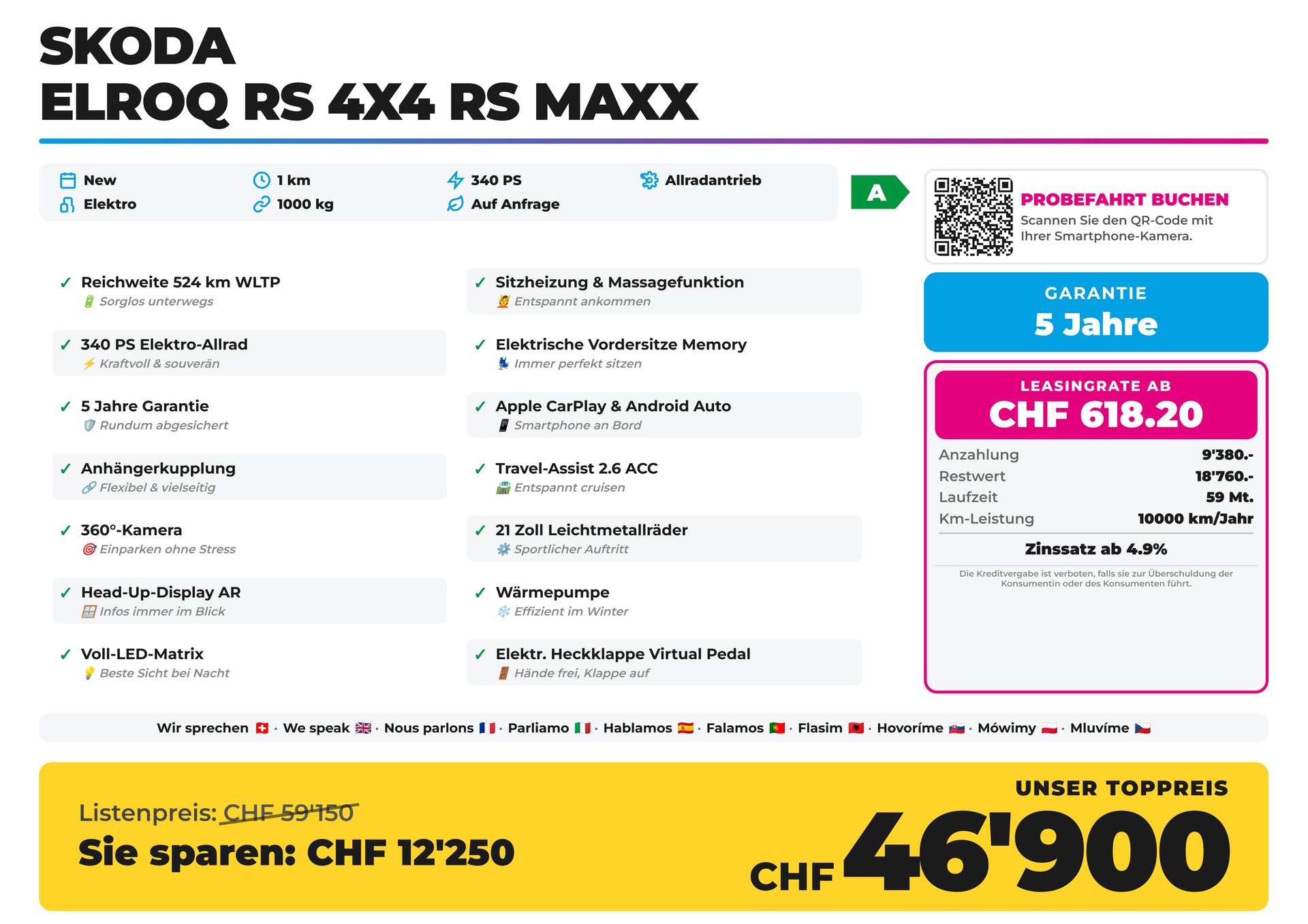 SKODA Elroq RS 4x4 RS MAXX + AHK + 5 Jahre Garantie-image-1