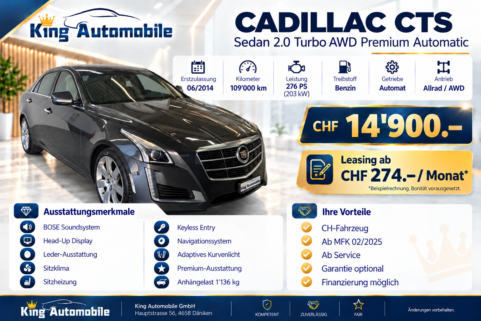 CADILLAC CTS Sedan 2.0 Turbo AWD Premium Automatic | CH-Auto | MFK 02.2025 | Ab Service |-showroom-element-1