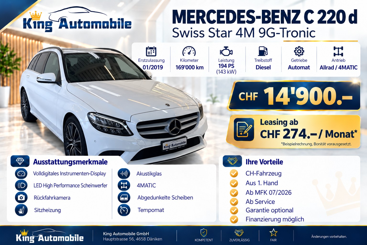 MERCEDES-BENZ C 220 d Swiss Star 4M 9G-Tronic | CH-Auto | 1-Hand | Ab MFK 07.2026 | Ab Service-image-1