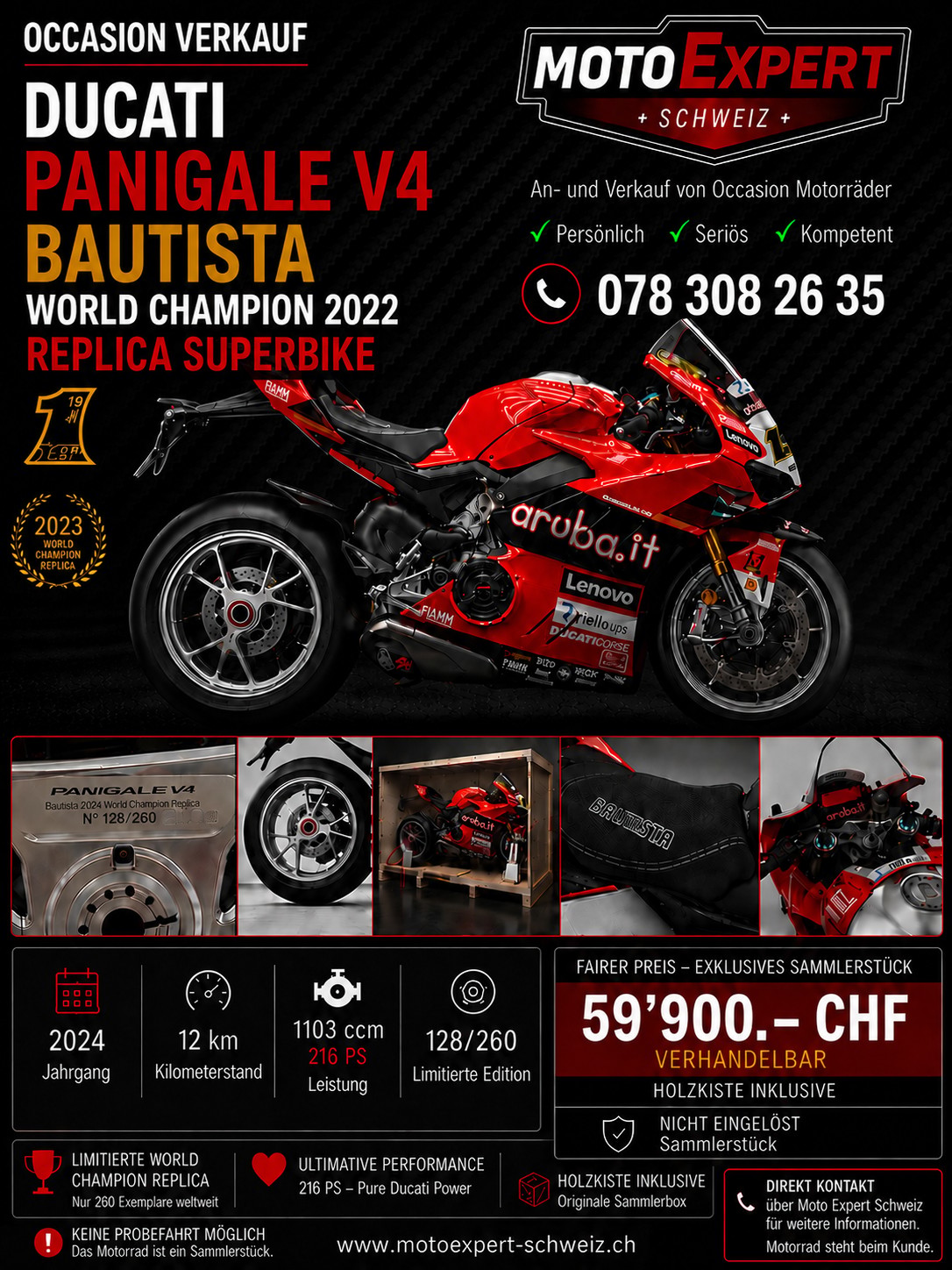 DUCATI Ducati Panigale V4 Bautista 2022 World Champion Replica | Nr. 128/260