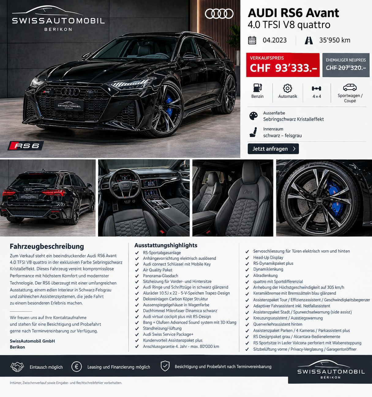 AUDI RS6 Avant 4.0 TFSI V8 quattro – Keramik – RS-Dynamikpaket plus – 305 km/h
