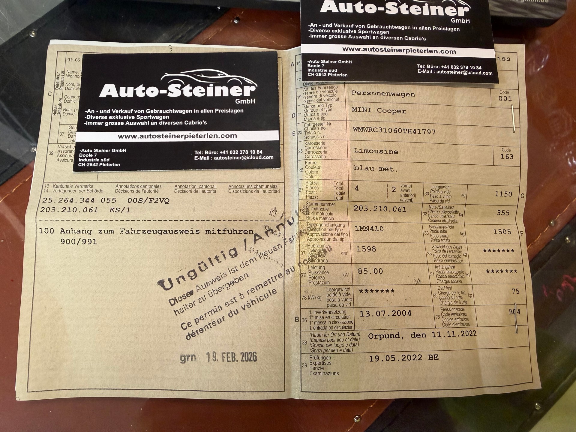 MINI COOPER 1.6 "LÄUFT GUT" LENKUNG NEU. MIT SERVICHEFT + 2 SCHLÜSSEL. ZUM AUFBEREITEN. PREIS NUR 1300.--image-21