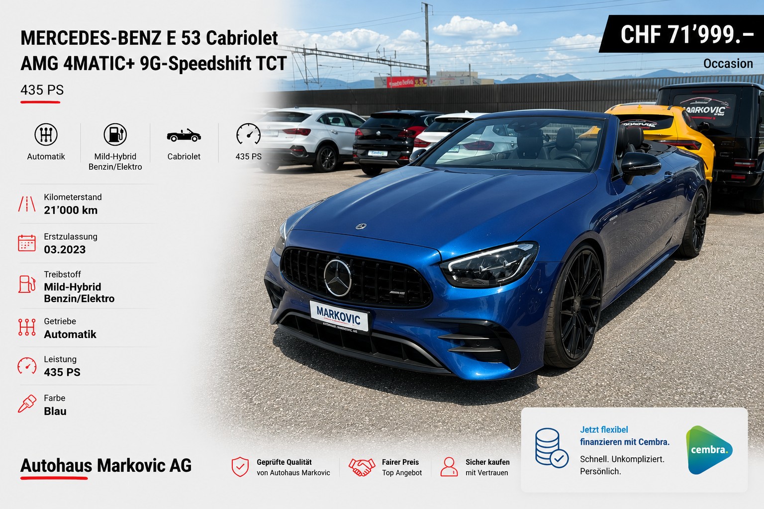 MERCEDES-BENZ E 53 Cabriolet AMG 4 Matic+ 9G-Speedshift TCT