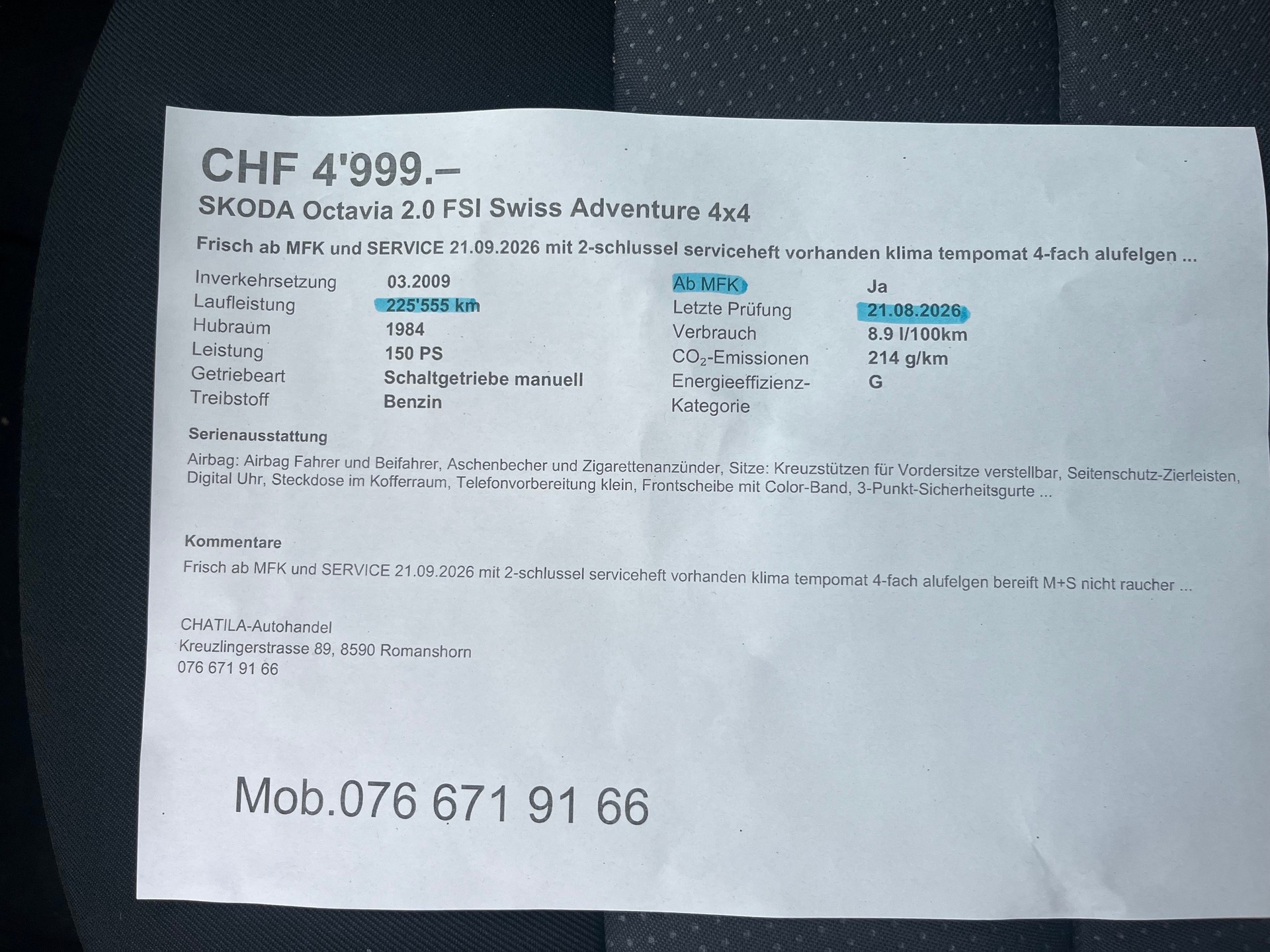 SKODA Octavia 2.0 FSI Swiss Adventure 4x4-image-15