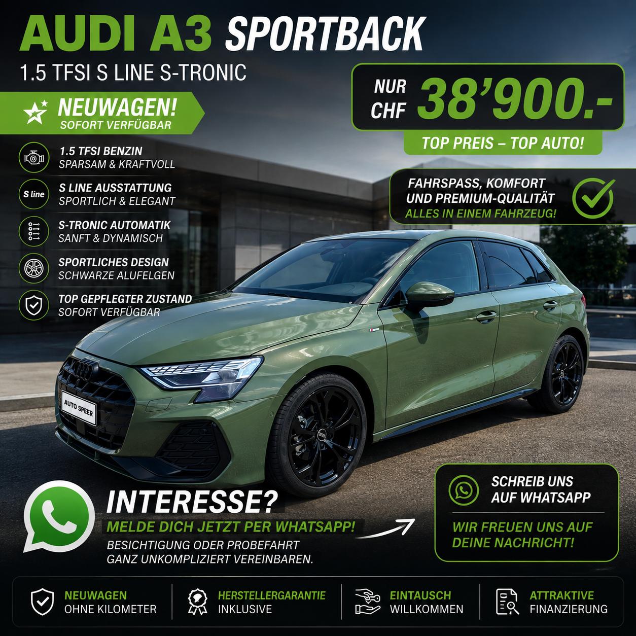 AUDI A3 Sportback 1.5 TFSI S Line S-Tronic-image-0