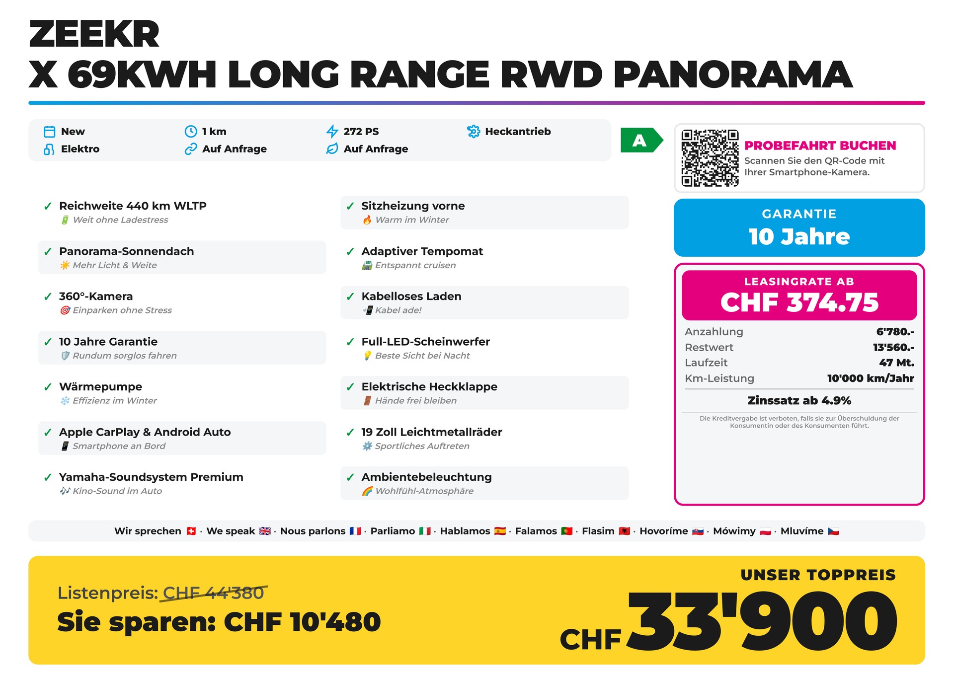 ZEEKR X 69kWh Long Range RWD Panorama Reichweite 440 km-image-1