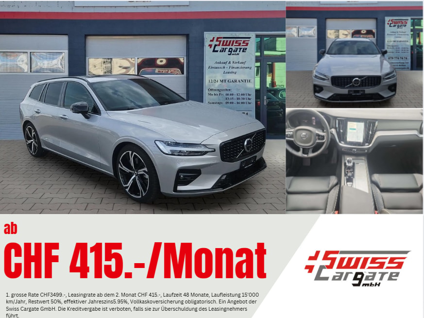 VOLVO V60 B4 Benzin Mild Hybrid Ultra Dark DCT mit AHK & Panoramadach & 5J Werksgarantie-image-0