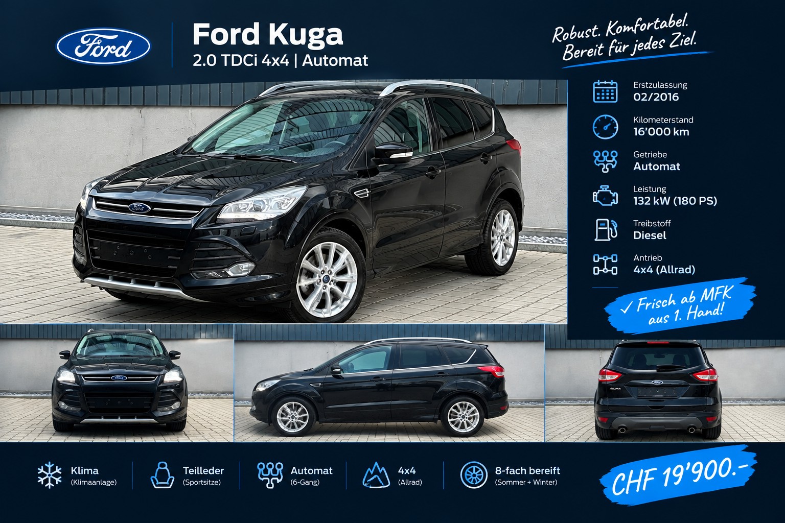 FORD Kuga 2.0 TDCi Titanium S 4WD erst 16’000km aus 1.Hand-image-0
