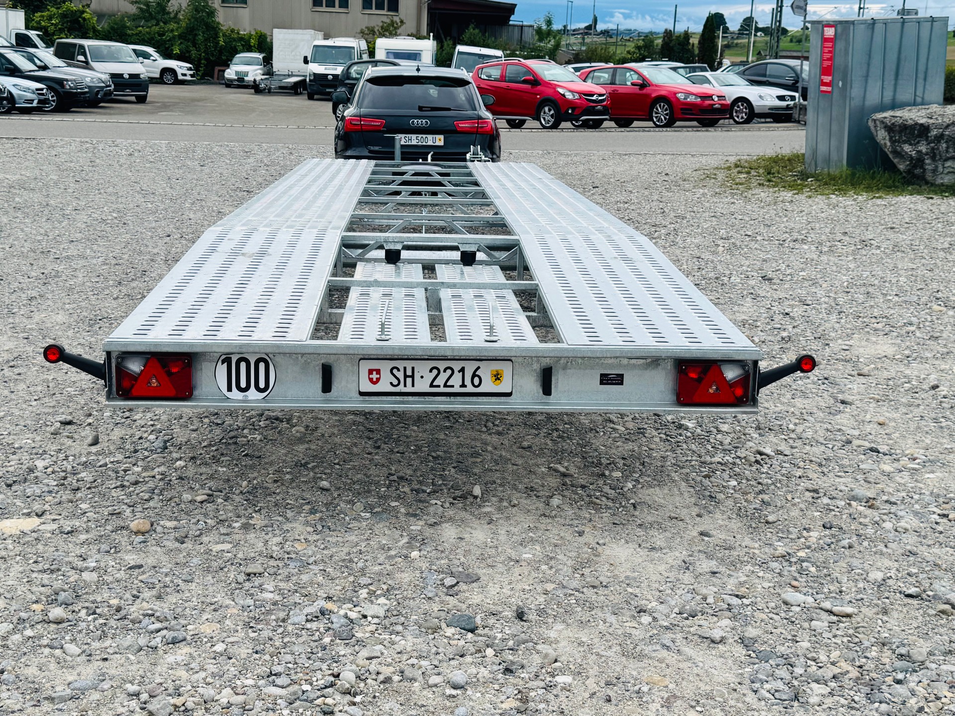 BLYSS F350 Indijana Napolis Autotransporter Für 2 Autos Tieflader-image-6