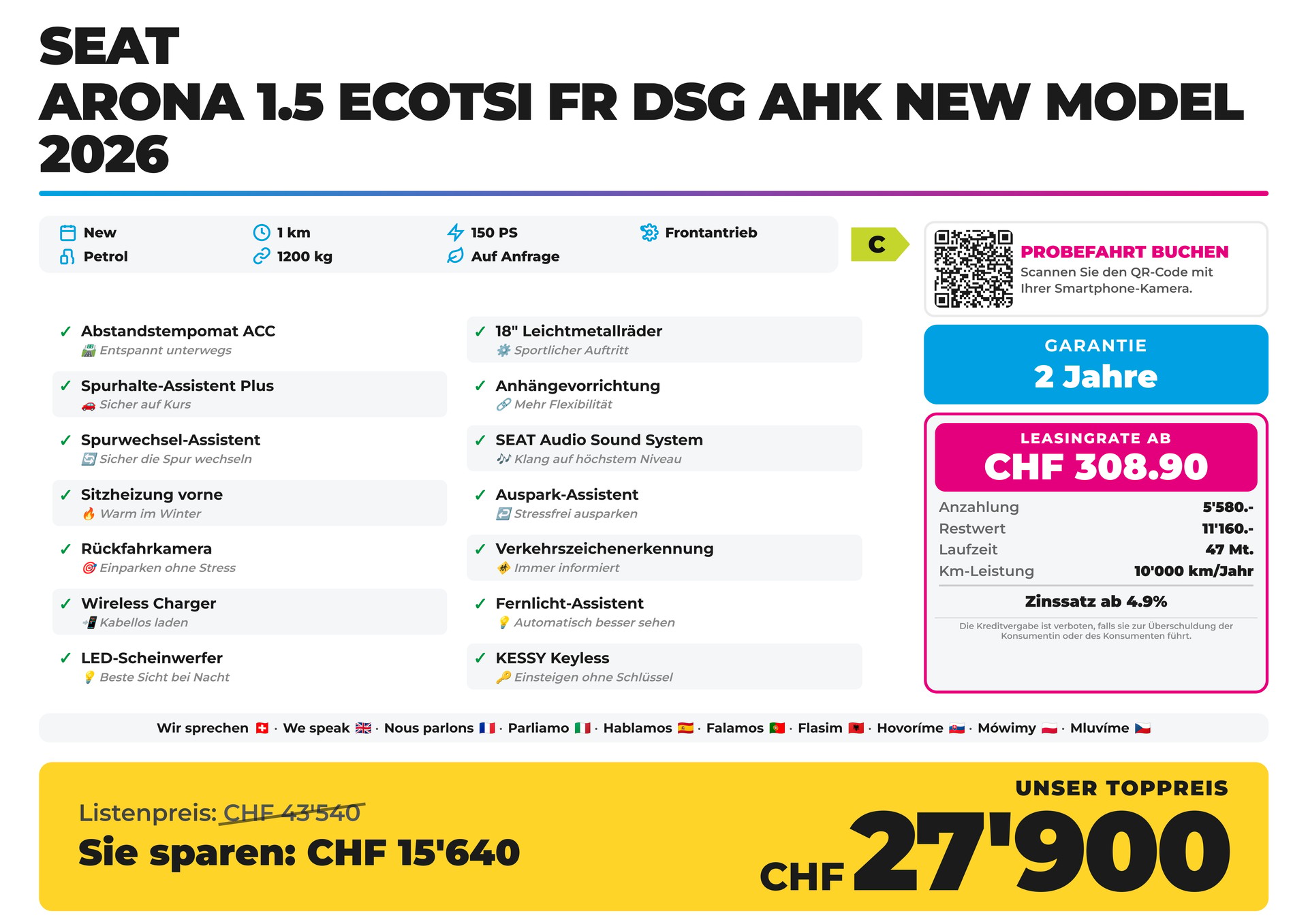 SEAT Arona 1.5 EcoTSI FR DSG AHK NEW Model 2026-image-1