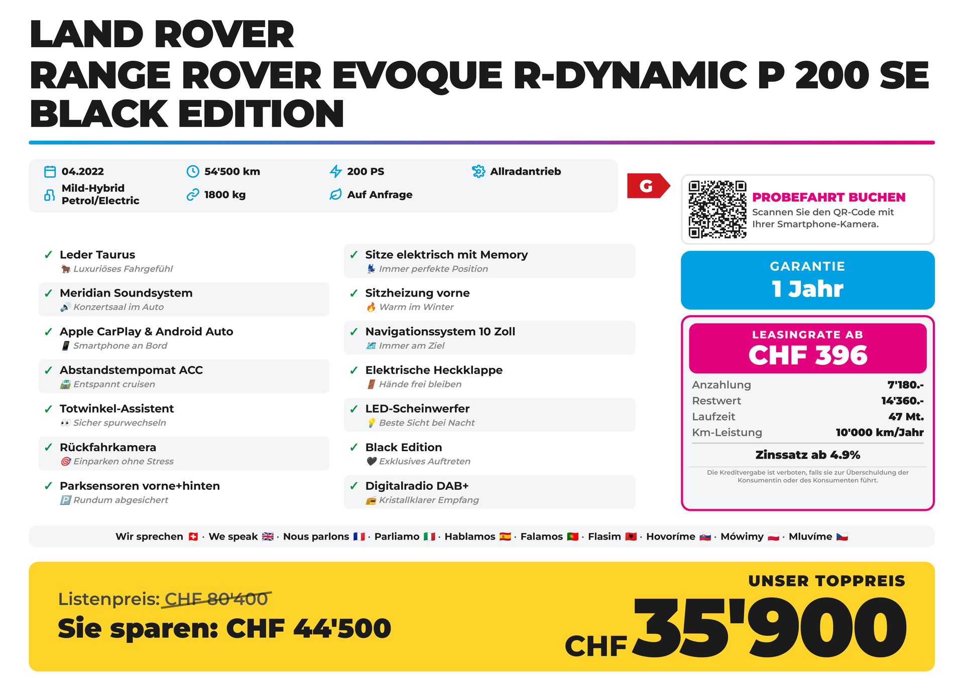LAND ROVER Range Rover Evoque R-Dynamic P 200 SE BLACK EDITION-image-1