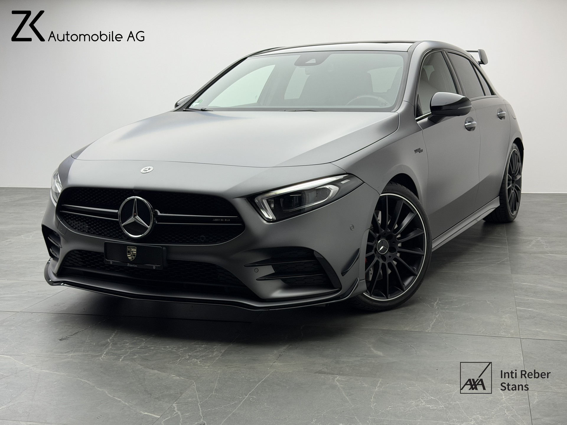 MERCEDES-BENZ A 35 AMG 4Matic Mountain Grey Magno Speedshift / 360° Kamera / Panoramadach / Burmester Sound / Keyless Go / AMG Sportsitze /-image-0