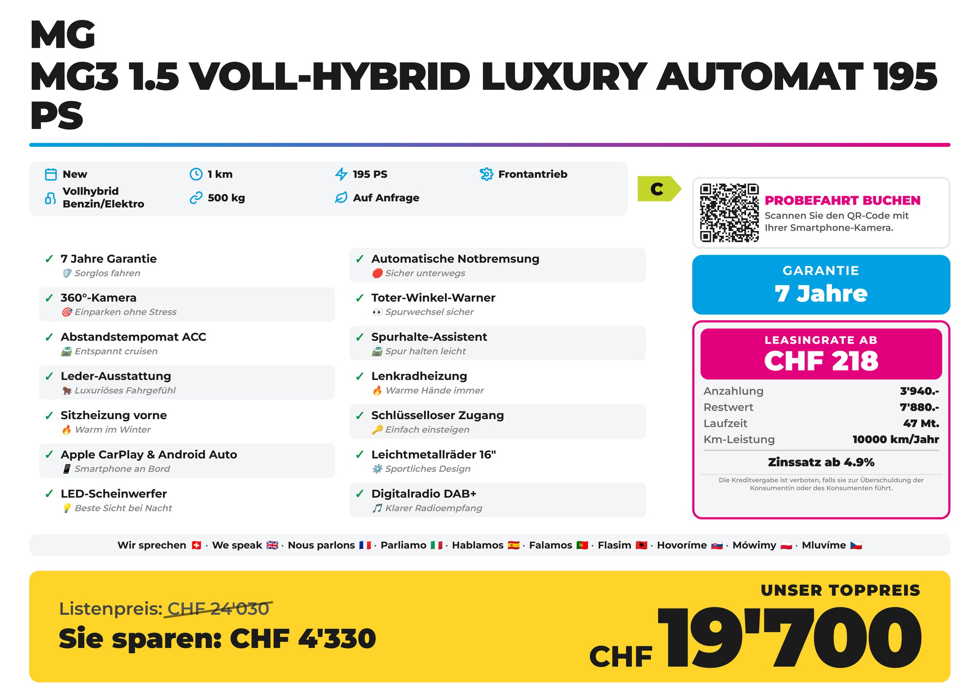 MG MG3 1.5 Voll-Hybrid Luxury Automat 195 PS NEW Model 2026-image-1
