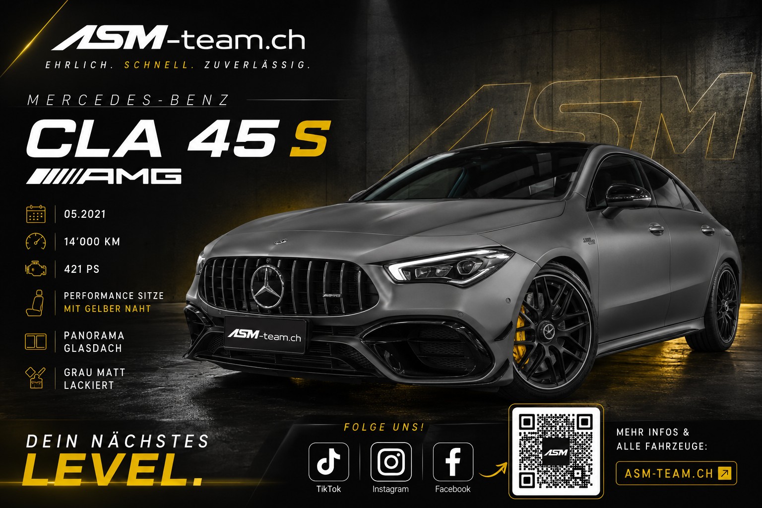 MERCEDES-BENZ CLA Coupé 45 S AMG 4Matic+ 8G-DCT | Frisch MFK | Automat | RFK | Glasdach | Klima | LED | Performance Sitze | Abgasanlage |-image-0