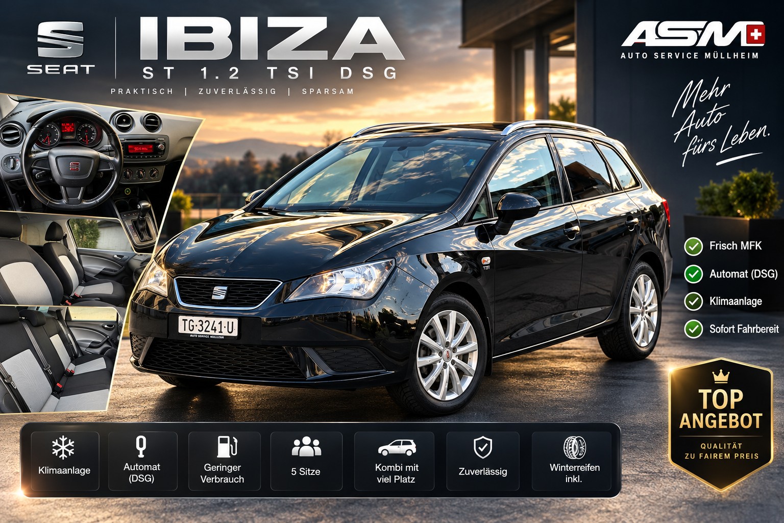 SEAT Ibiza 1.2 TSI Style DSG Automat *AUTOMAT*FRISCH MFK*KLIMA*KOMBI*-image-0