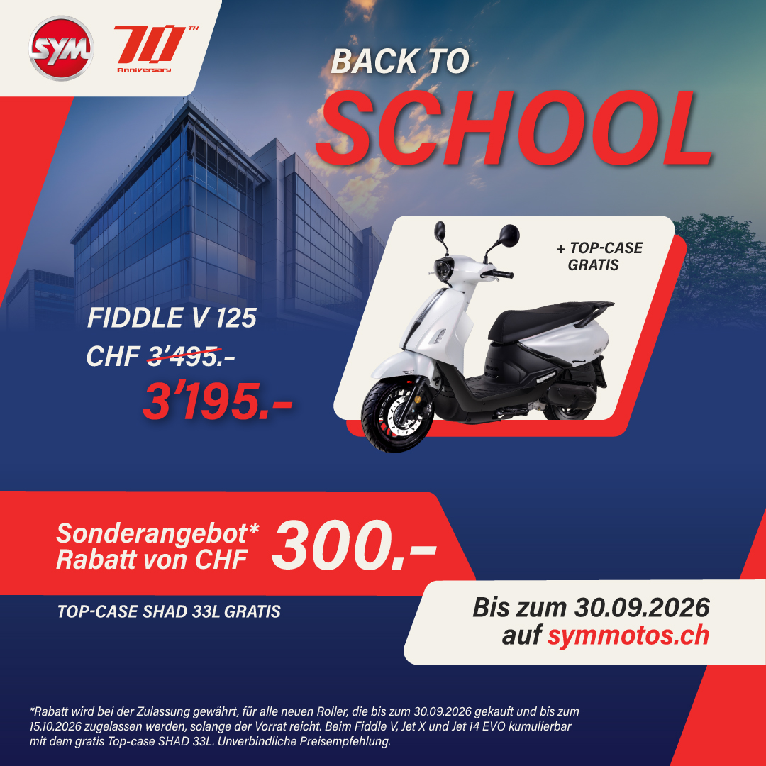 SYM Fiddle V 125 * CHF 300.- Rabatt & Gratis Topcase-showroom-element-1