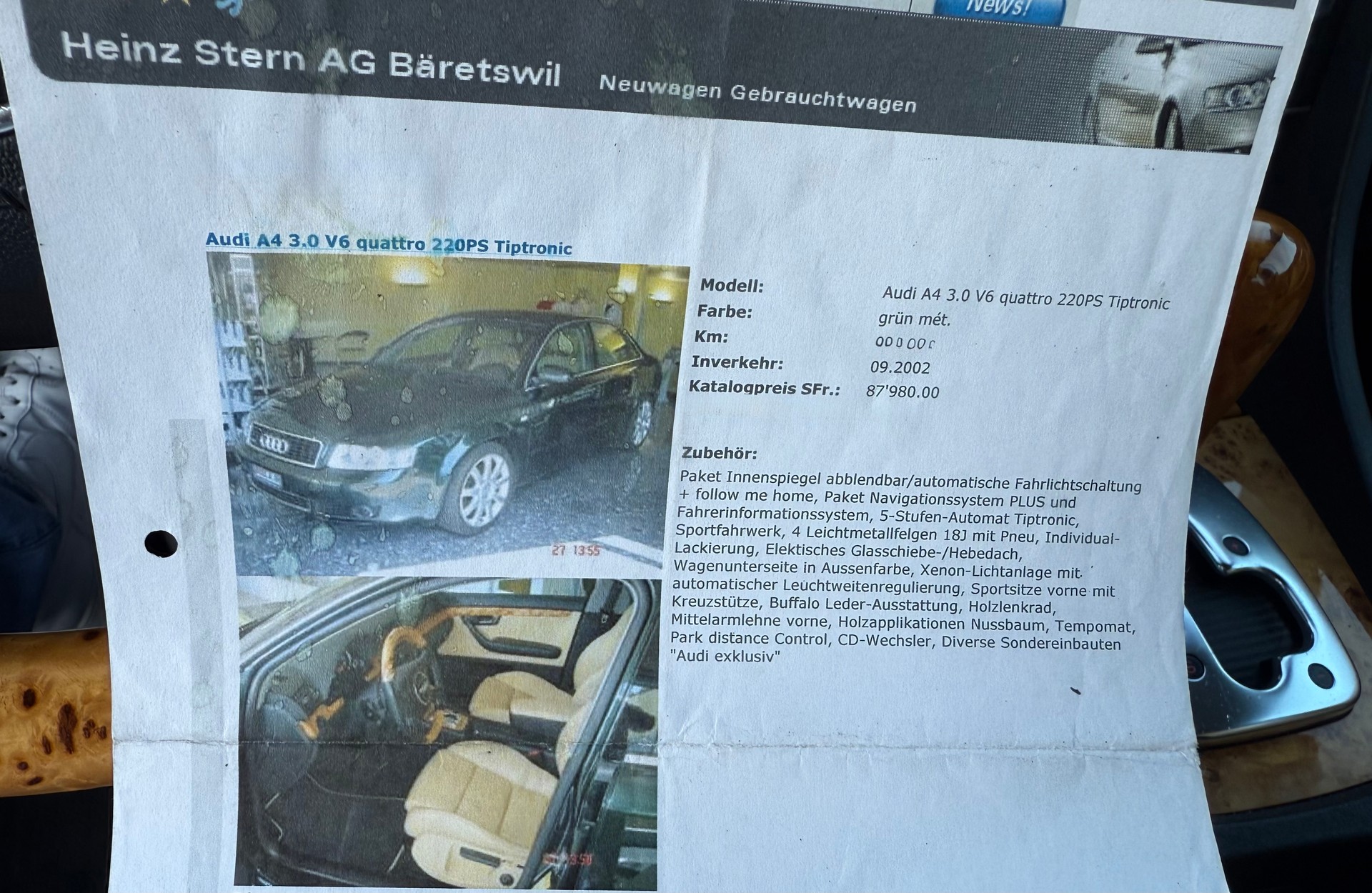 AUDI A4 3.0 V6 quattro "Audi exclusive" Frisch ab MFK / Sonderlackierung / Buffalo Leder / Holz Nussbaum / Schiebedach / Navi / Xenon-image-14