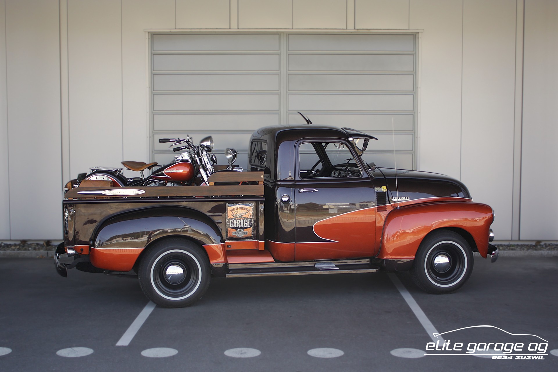 CHEVROLET Pick Up 3100 + Harley Davidson Flathead WL50 (VETERANENGEPRÜFT)-image-3
