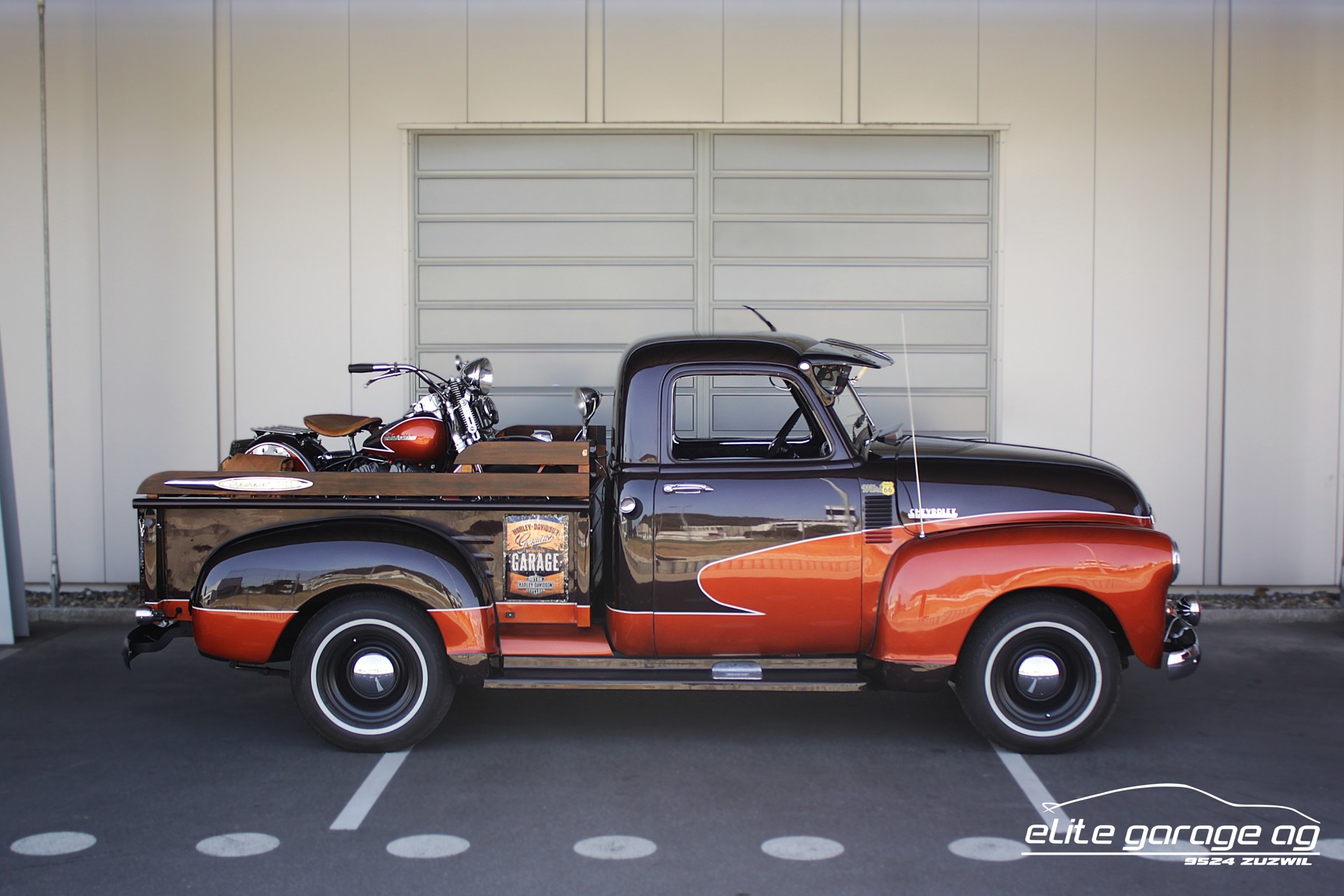 CHEVROLET Pick Up 3100 + Harley Davidson Flathead WL50 (VETERANENGEPRÜFT)-image-4