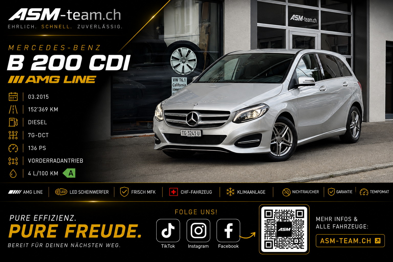 MERCEDES-BENZ B 200 CDI AMG Line 7G-DCT | KLIMA | CH-FZG | FRISCH MFK | SERVICE