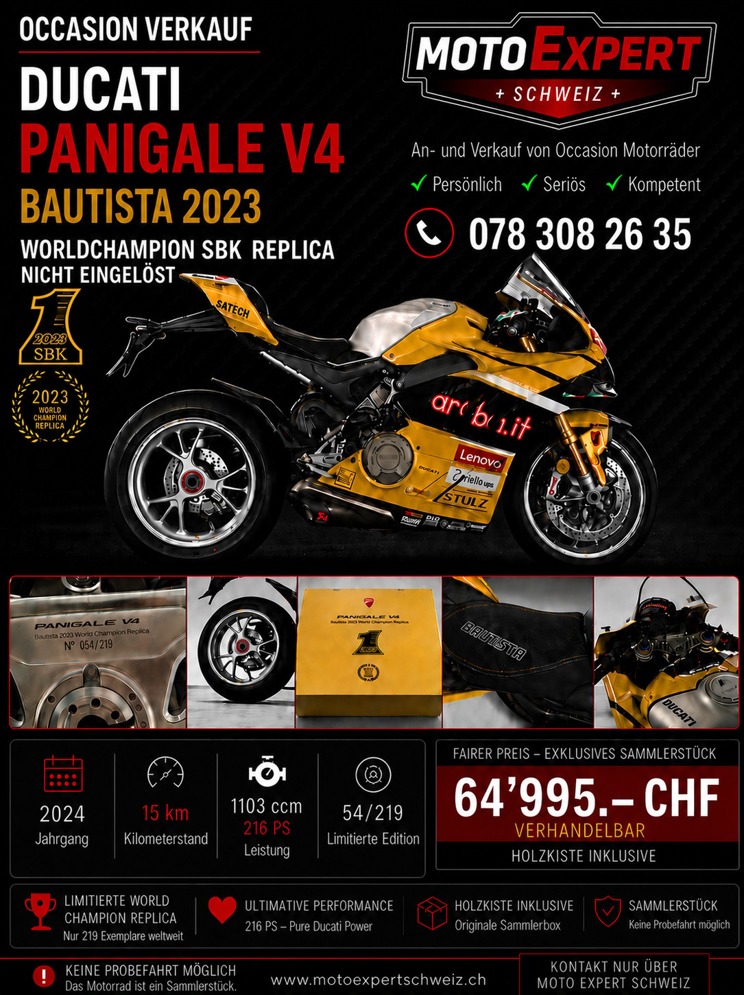 DUCATI Ducati Panigale V4 Bautista 2023 World Champion Replica – Nr. 054/219