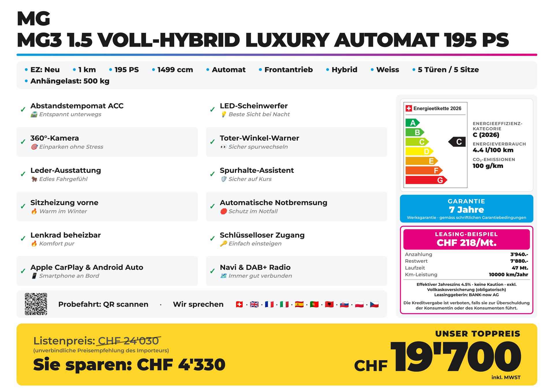 MG MG3 1.5 Voll-Hybrid Luxury Automat 195 PS-image-1